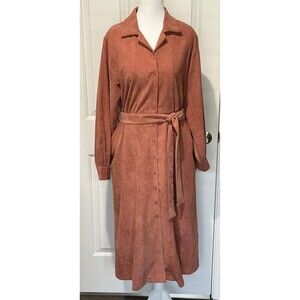 Corduroy Shirt Dress Maxi Prairie Cottage Granny Core Elcamino Size Medium